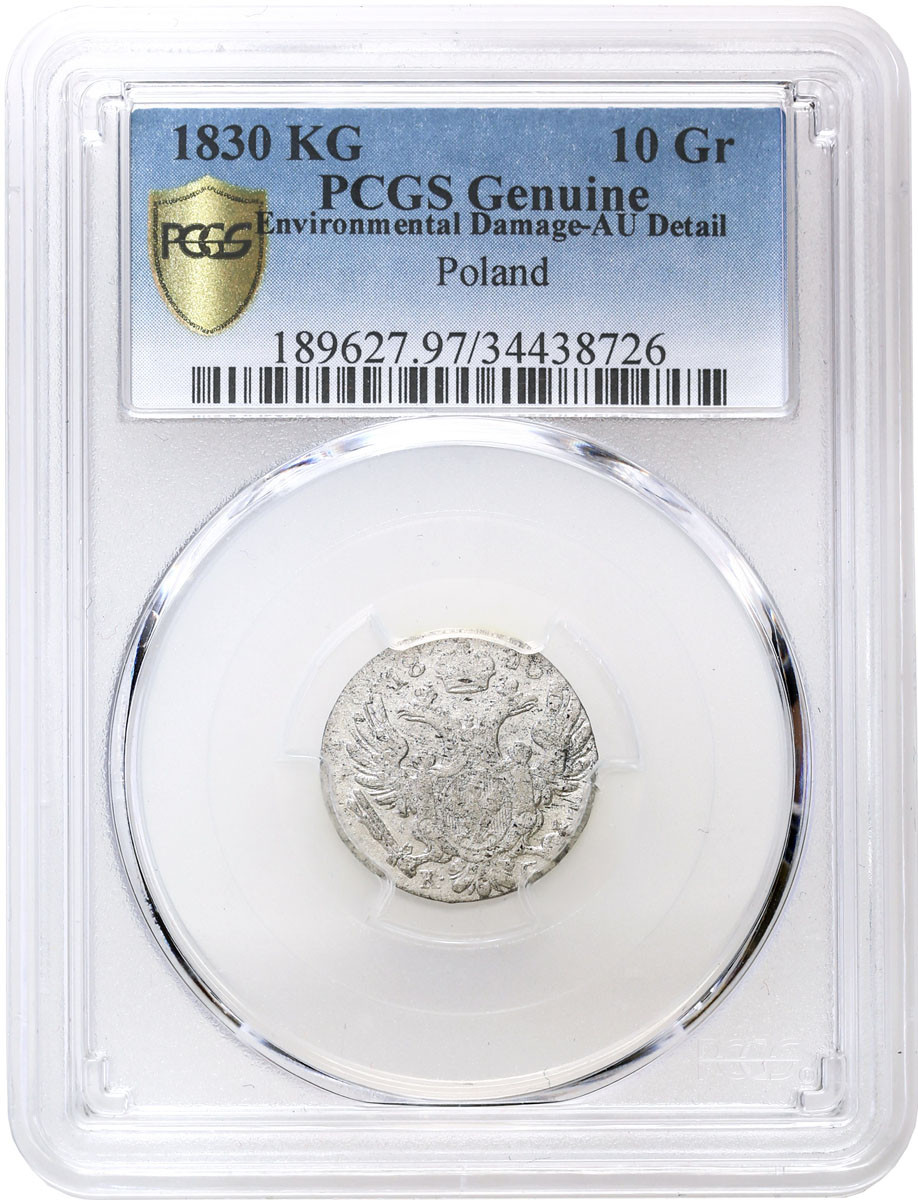 Polska XIX w./Rosja. Mikołaj I. 10 groszy 1830 KG, Warszawa PCGS AU